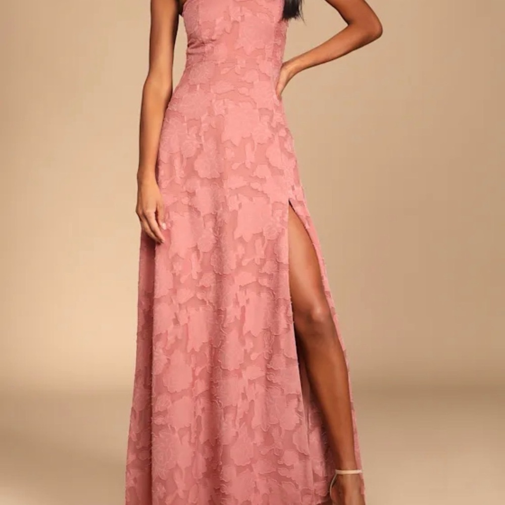 Lulu's Blush Lace Maxi Dress